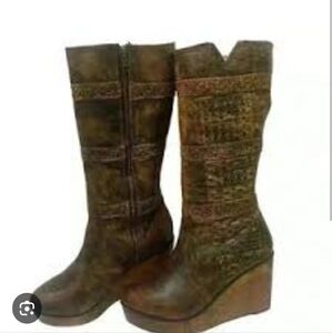 BED|STU Brown Heeled Boots Distressed Leather